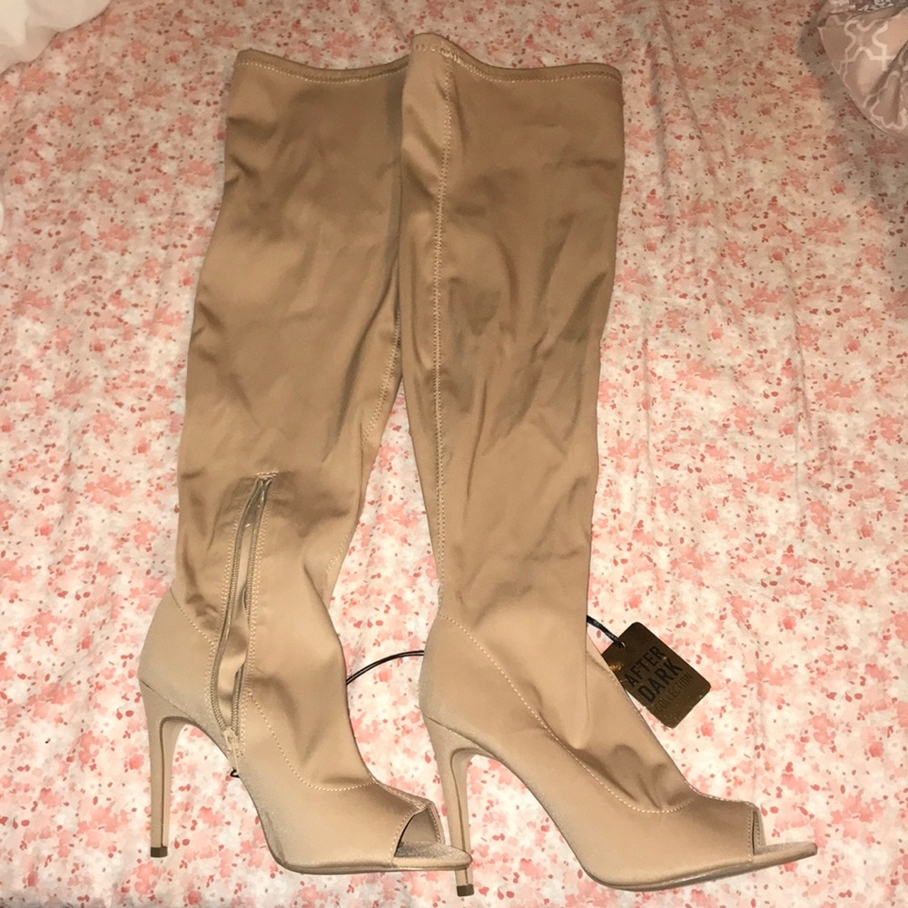 NWT Tan Forever 21 Peep Toe Knee High Boots